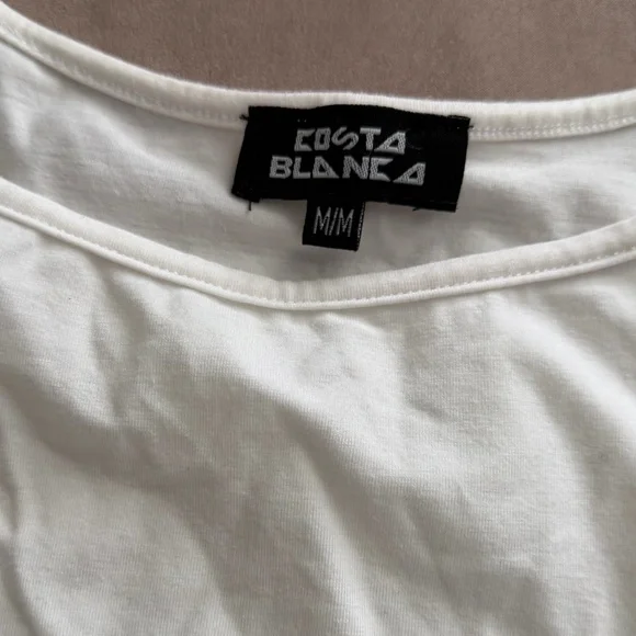 Costa Blanca White Cap Sleeve Top - size medium - Picture 2 of 4